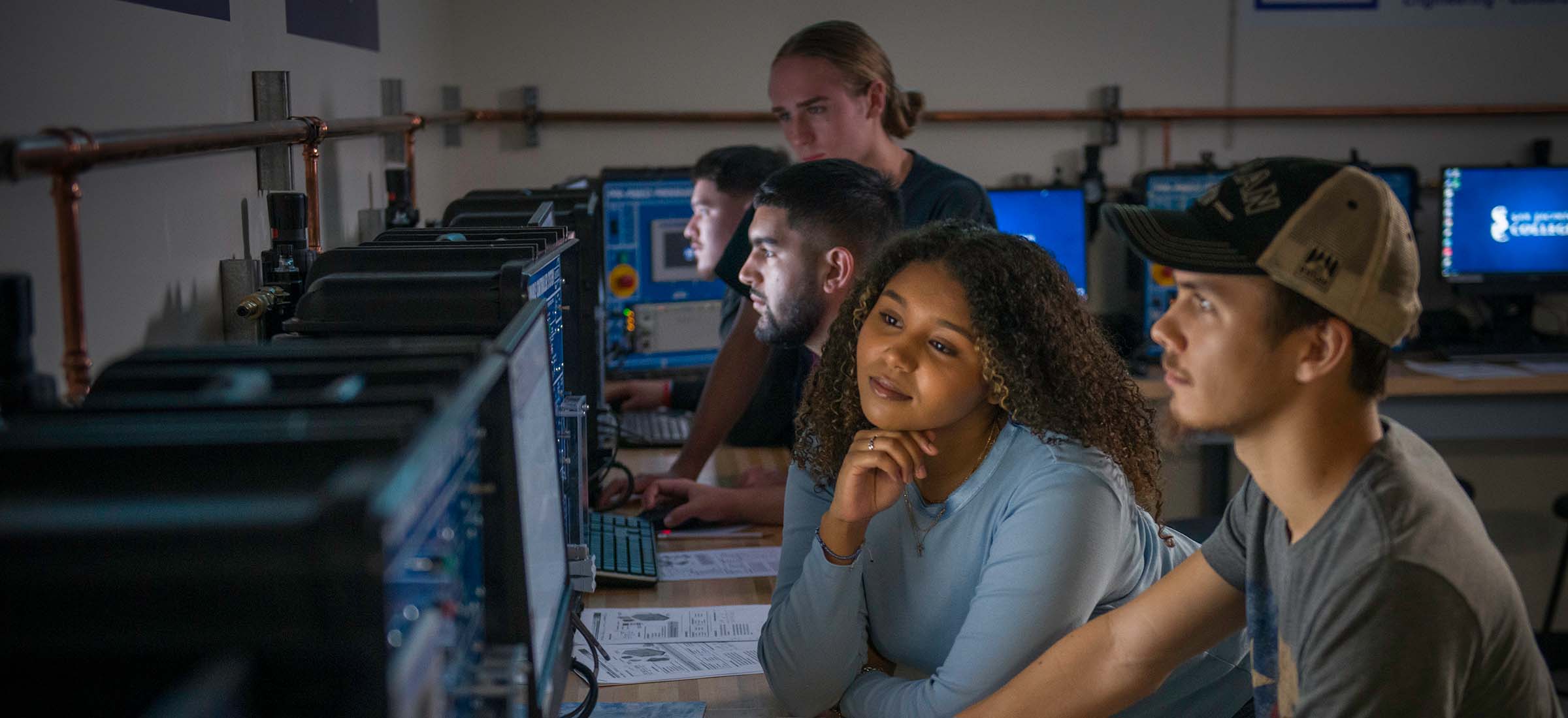 Two students in computer lab